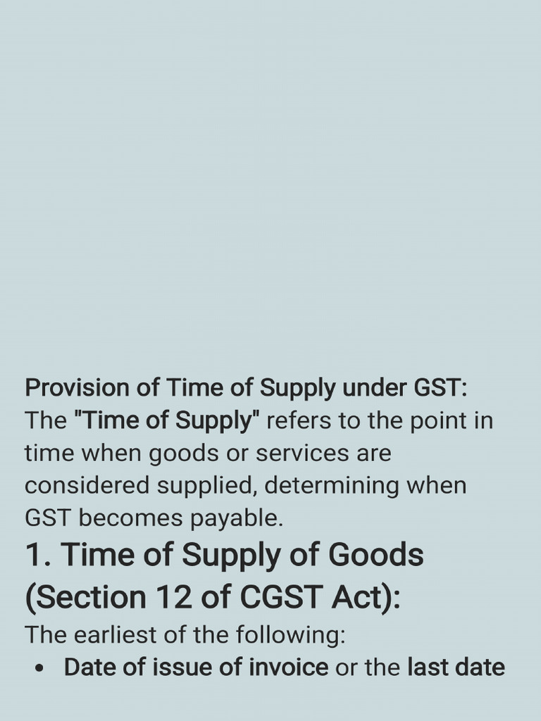 Provision On Time of Supply | PDF