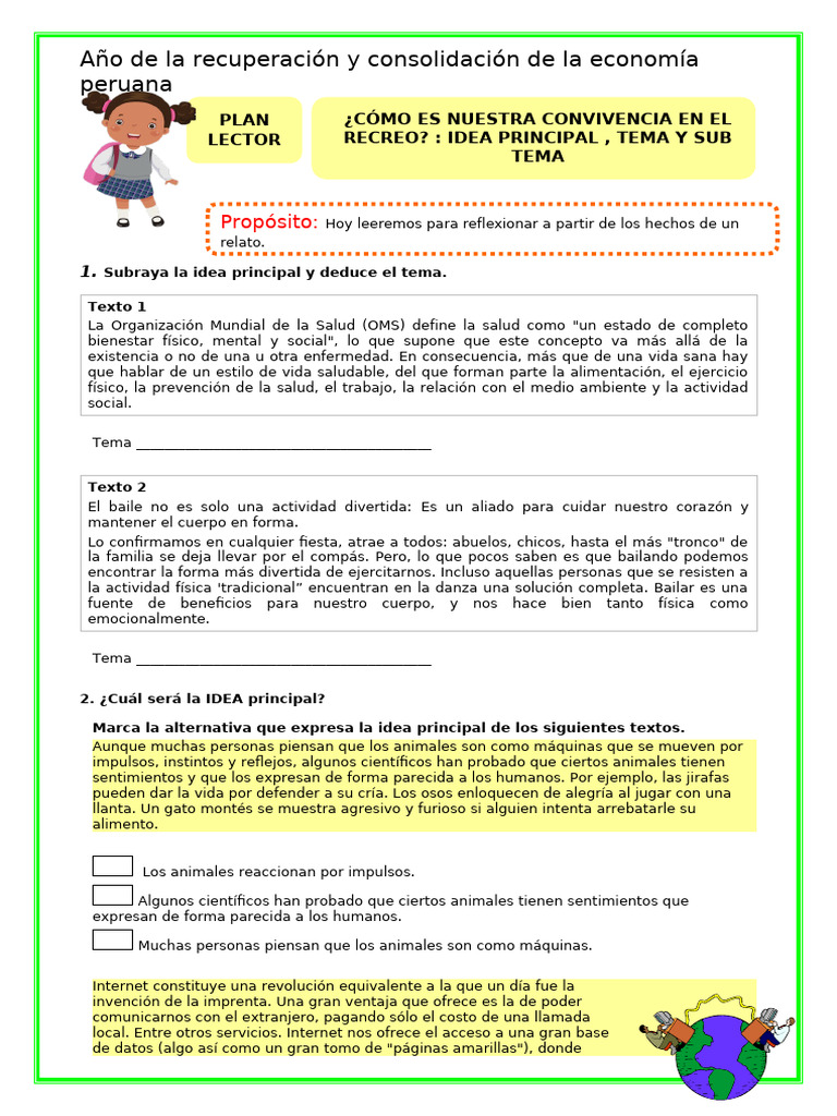 Miercoles 16 - Ficha de Plan Lector | PDF | Buceo bajo el agua
