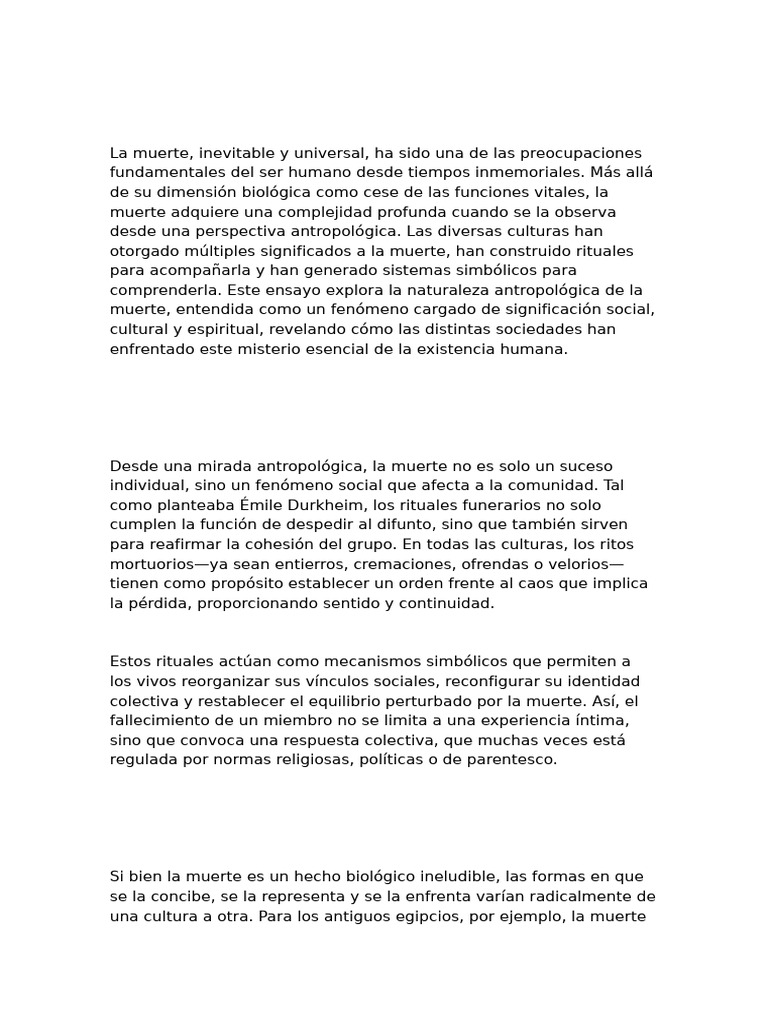 Antropología de la muerte y su significado | PDF | Rituales | Muerte