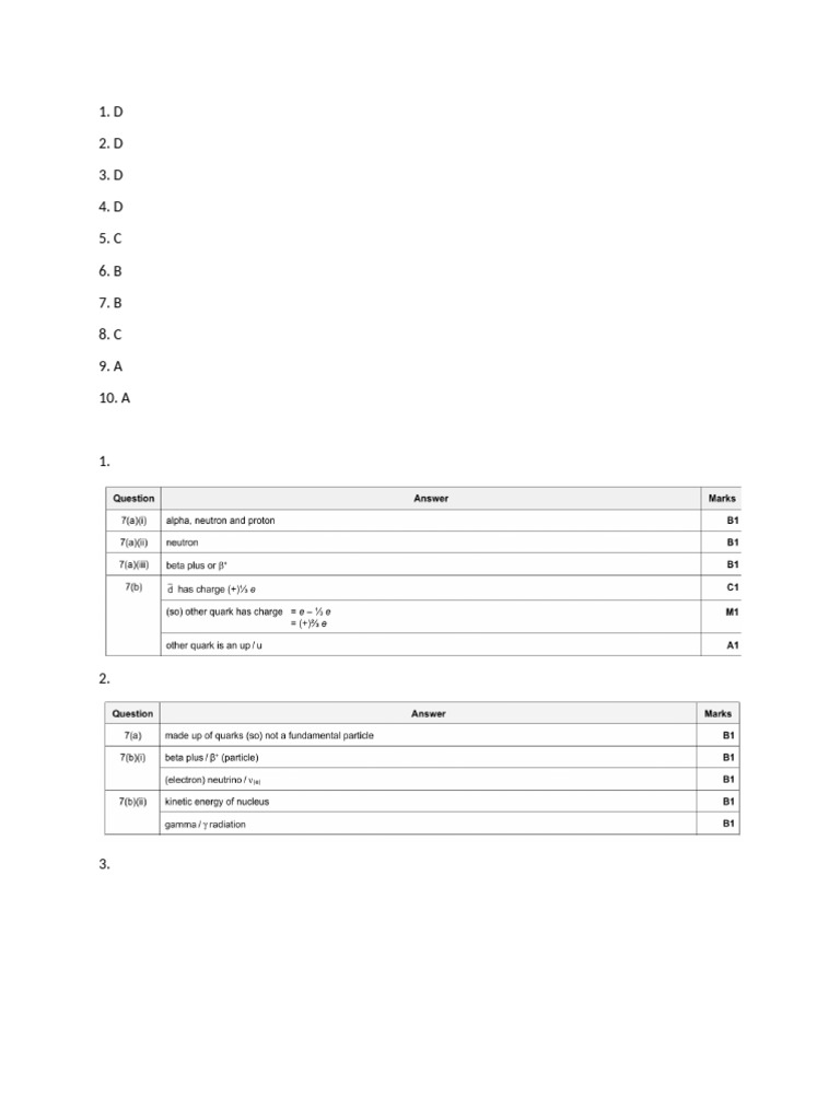 9702 Particle Physics Assessment Mark Scheme | PDF
