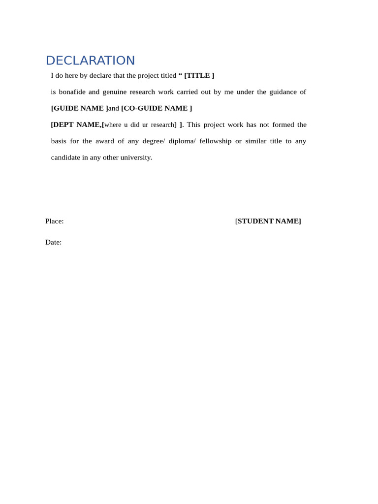 Declaration ND Certificate | PDF