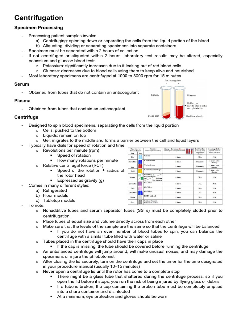 Centrifugation and Micropipette Techniques | PDF | Centrifuge ...