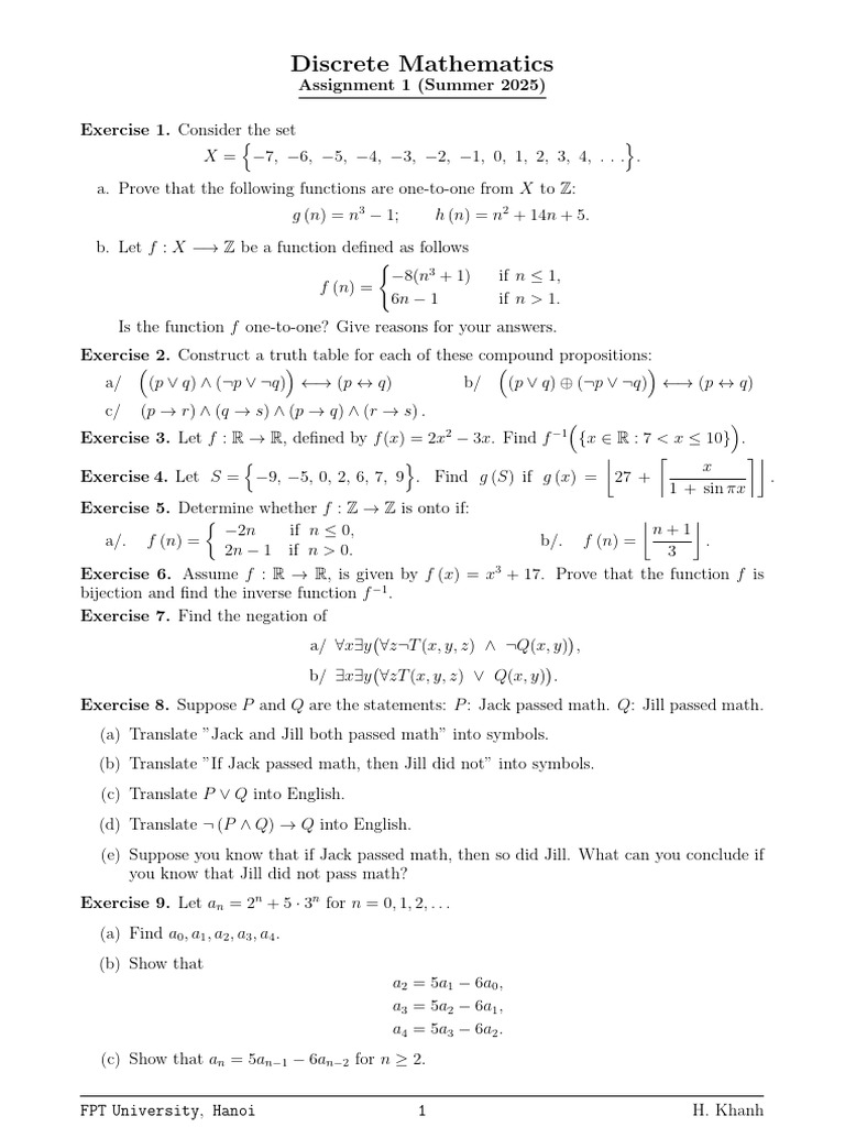 Assignment 1 (Summer 2025) | PDF | Function (Mathematics ...