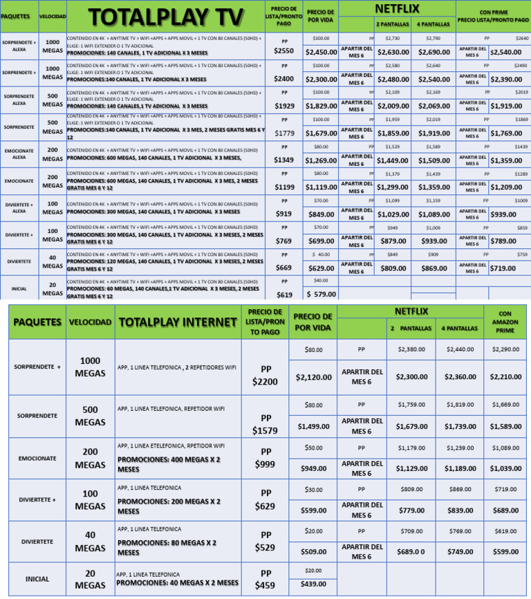 Paquetes de Internet y TV Totalplay | PDF