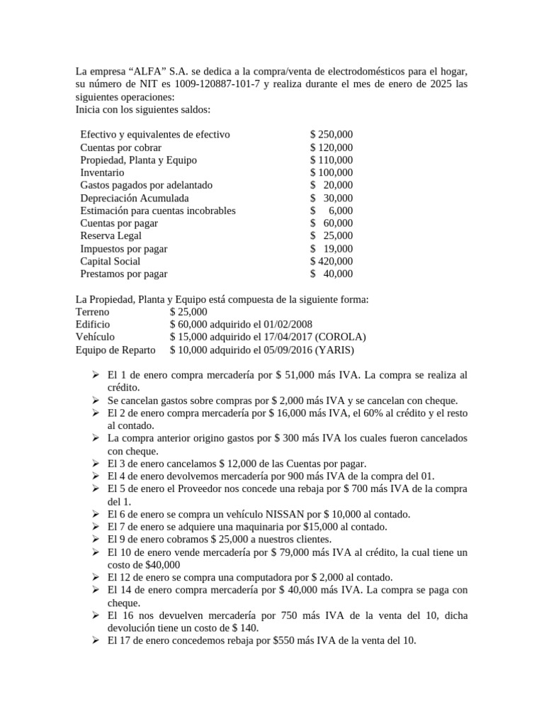 Operaciones Financieras de ALFA S.A. en Enero 2025 | PDF