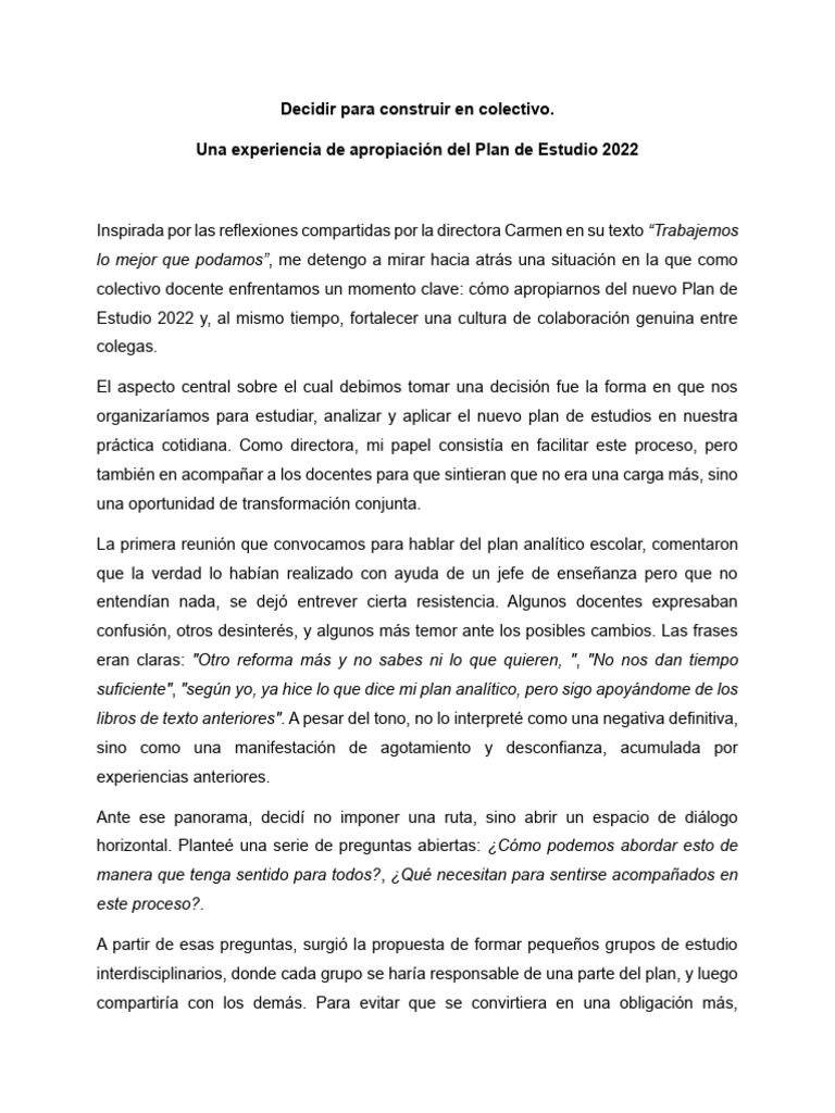 Apropiación del Plan de Estudio 2022 en Docentes | PDF | Enseñando ...