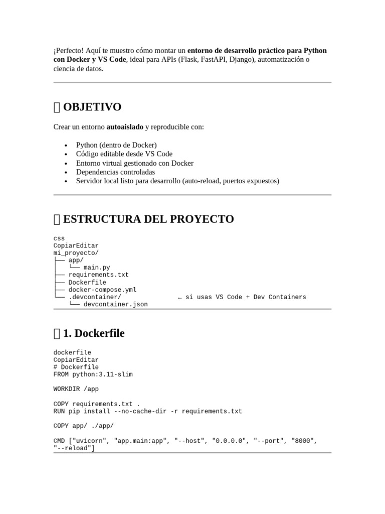 Entorno Python con Docker y VS Code | PDF | Software del sistema ...