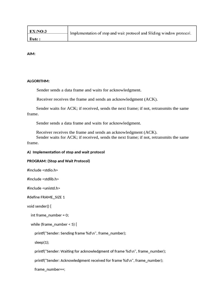 Stop-and-Wait & Sliding Window Protocols | PDF | Transmission Control ...