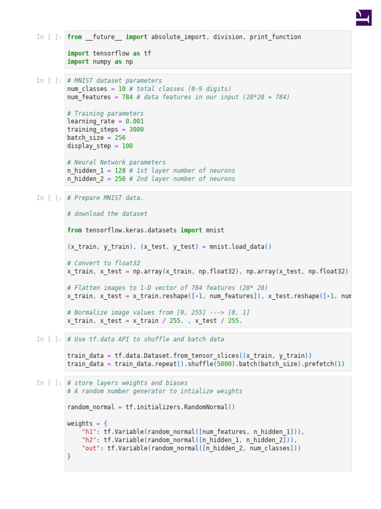 TensorFlow MNIST Neural Network Setup | PDF | Gradient | Applied ...