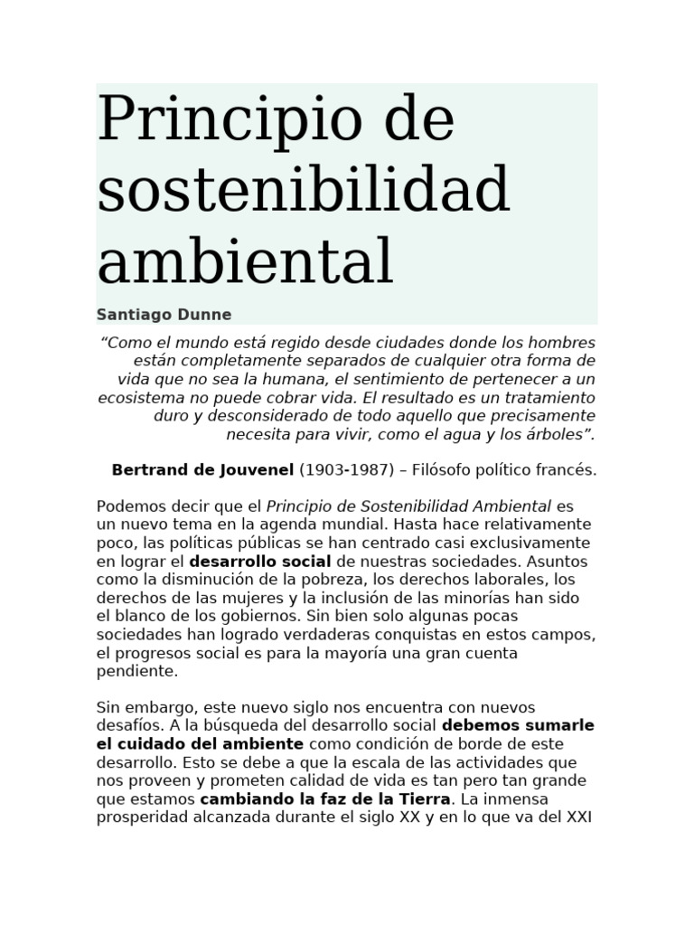 Principio de Sostenibilidad Ambiental | PDF | Sustentabilidad | Energía ...