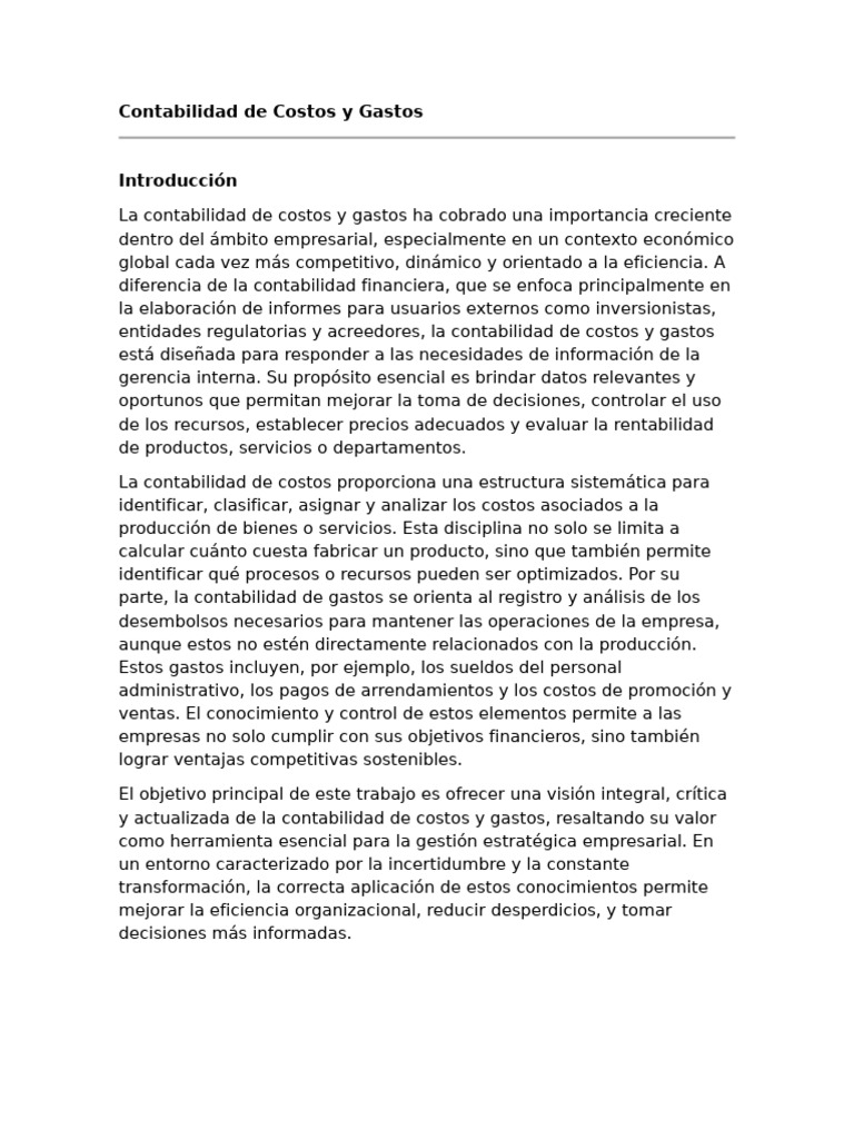 Contabilidad de Costos y Gastos Empresariales | PDF | Contabilidad de ...