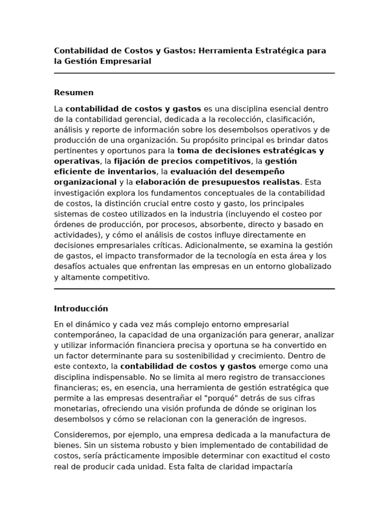Contabilidad de Costos y Gastos Empresariales | PDF | Costo | Business