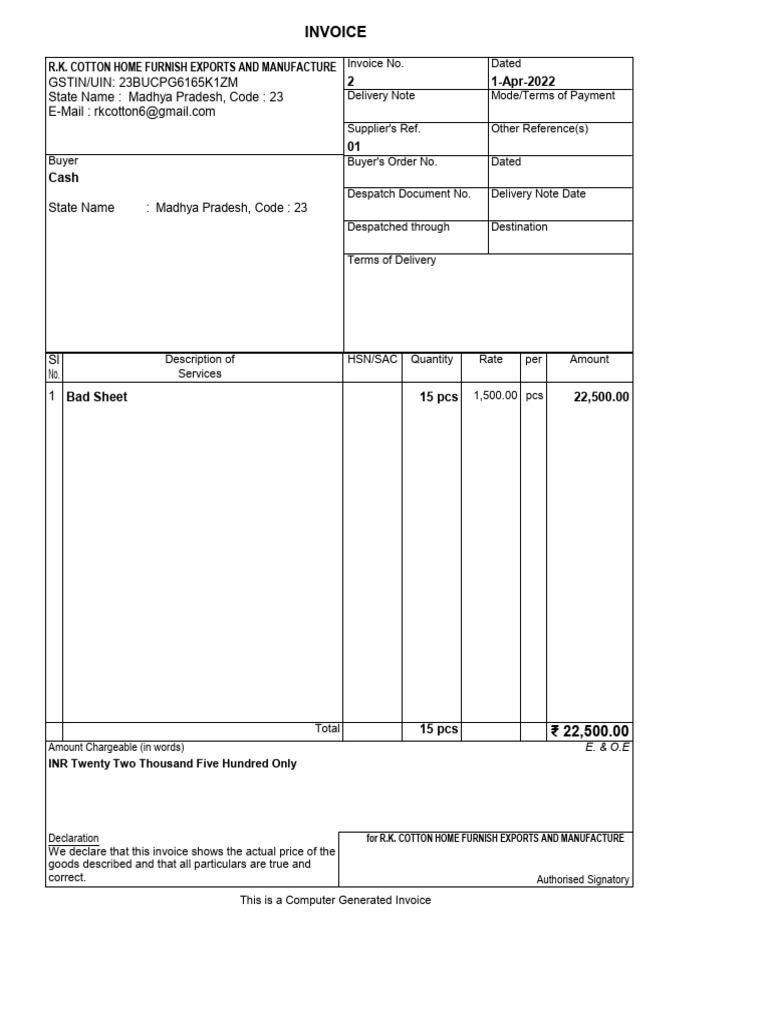 Hindi Translation Invoice Details | PDF