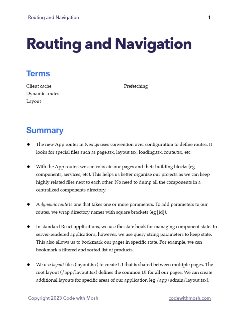 Next.js Routing and Navigation Guide | PDF | Cache (Computing) | Internet