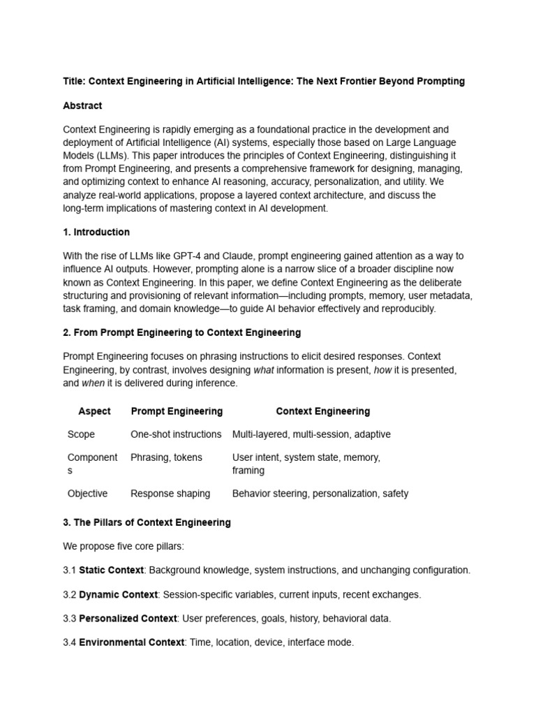 Context Engineering in AI Systems | PDF | Artificial Intelligence ...