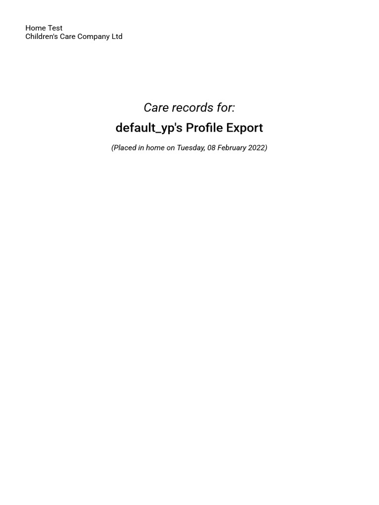 Child Care Records for Default YP | PDF