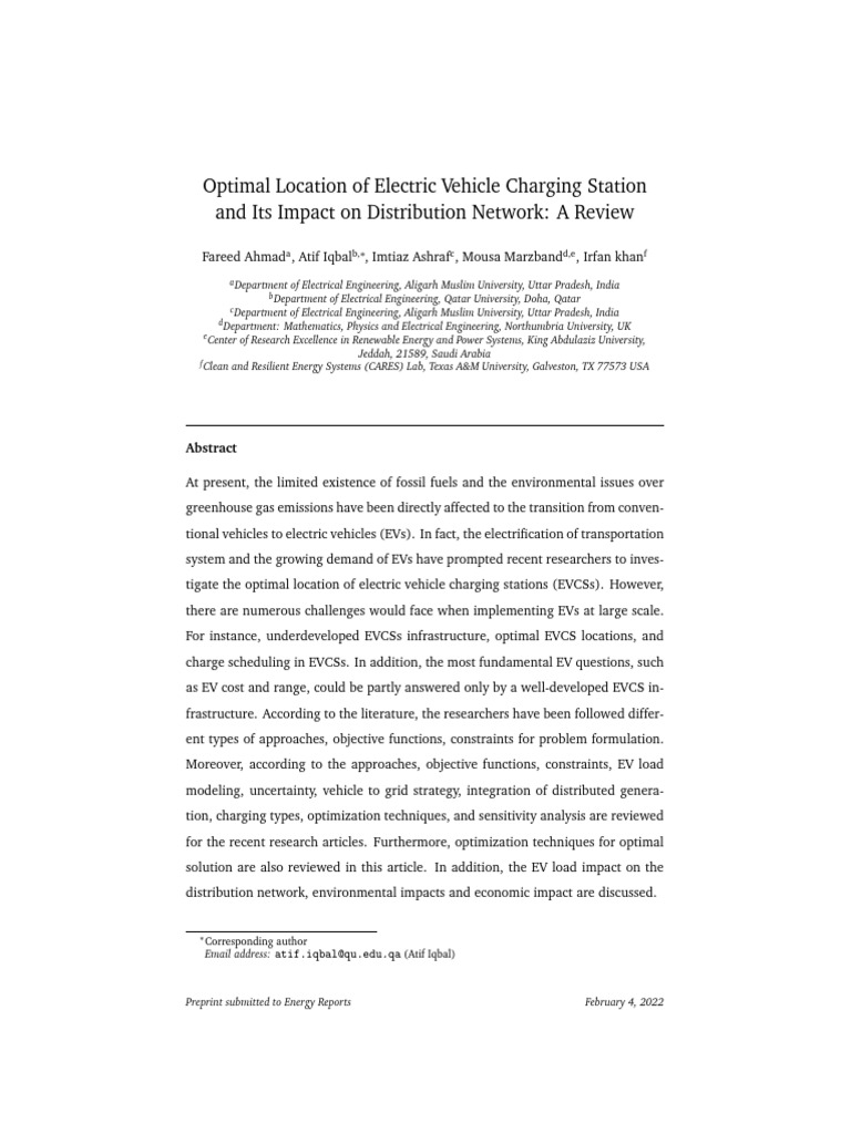 Optimal EV Charging Station Placement | PDF | Electric Vehicle ...