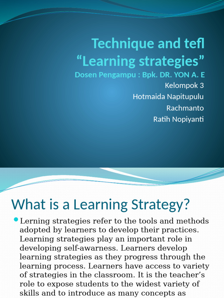 Technique and Tefl SMT 5 Klmpk. 3 | PDF | Learning | Learning Styles