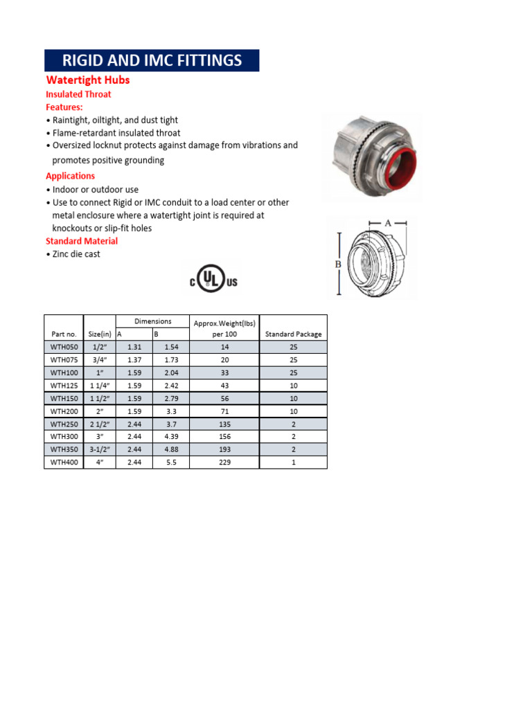 Watertight Hubs for Conduit Connections | PDF