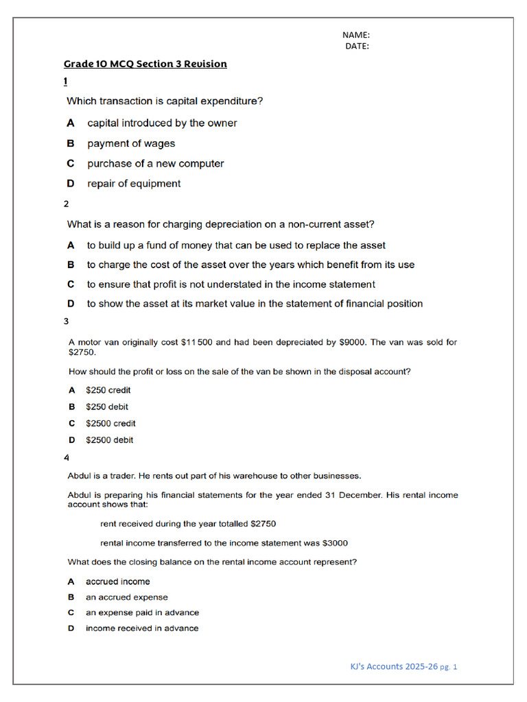 Section 3 MCQ Revision | PDF