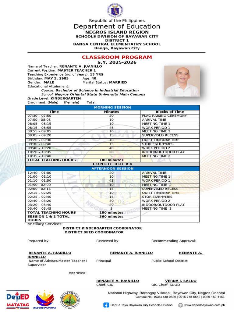 Classroom Program S.Y. 2025-2026 | PDF | Teachers | Learning