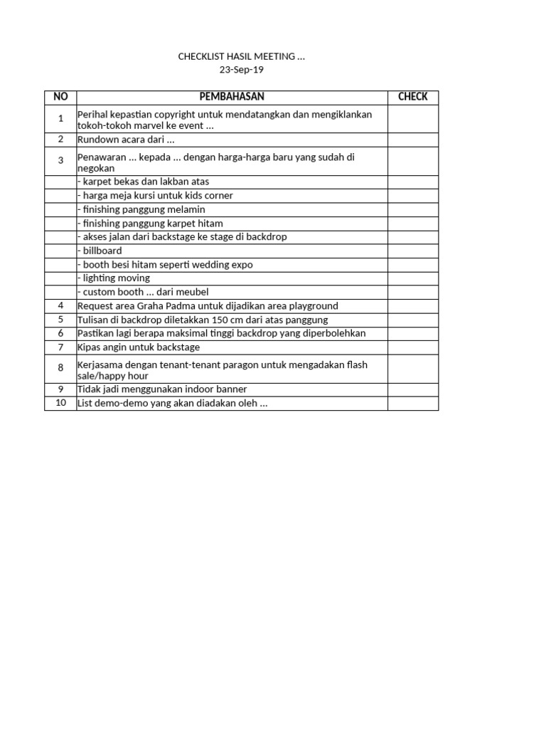 RAB Event Festival dan Checklist Acara | PDF
