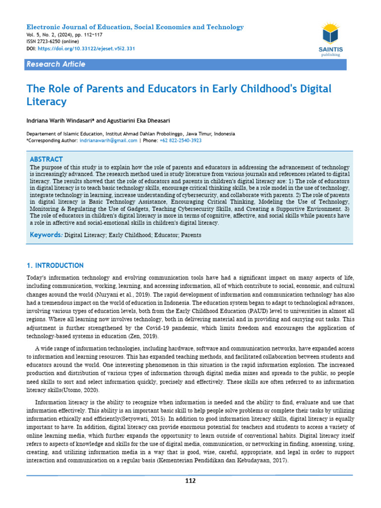 The Role of Parents and Educators in Early Childho | PDF | Teachers ...