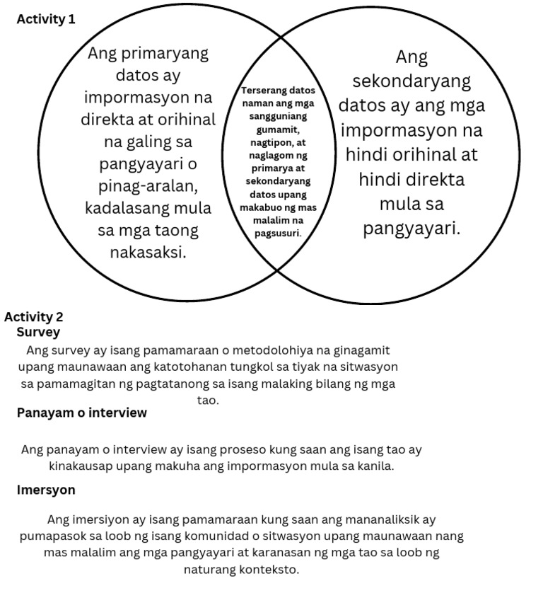Ang Primaryang Datos Ay Impormasyon Na Direkta at Orihinal Na Galing Sa ...