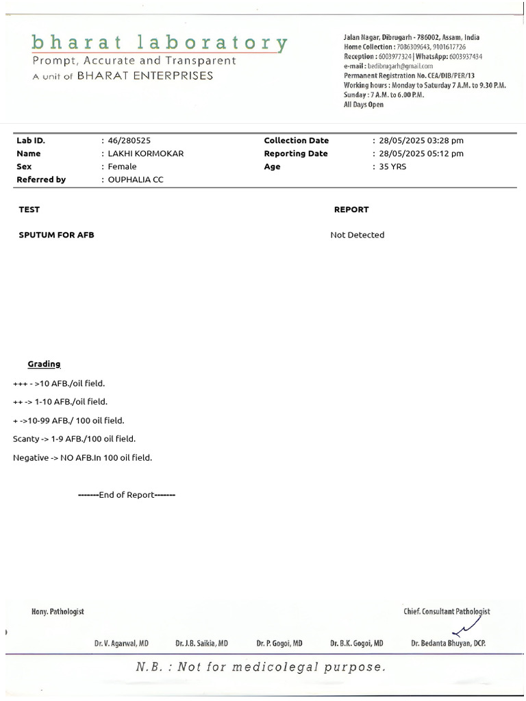 Lab ID. Collection Date Name Reporting Date Sex Age Referred by | PDF