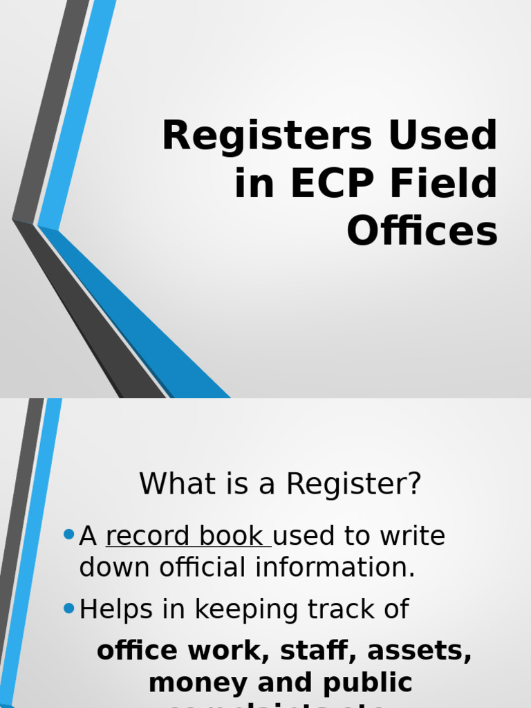 Essential Registers for ECP Offices | PDF | Expense