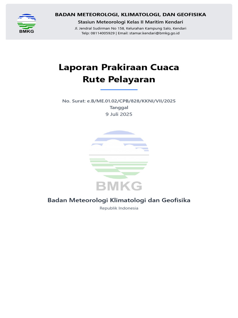 Prakiraan Cuaca Pelayaran Kendari 2025 | PDF