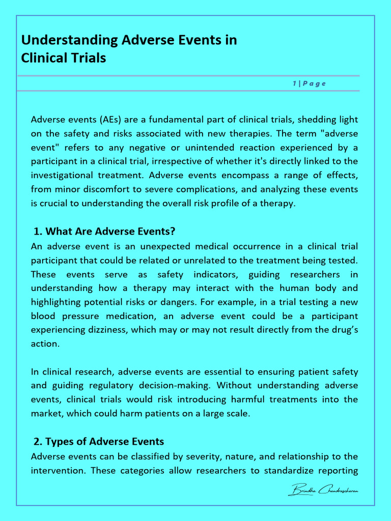 Adverse Events in Clinical Trials Explained | PDF | Adverse Effect ...