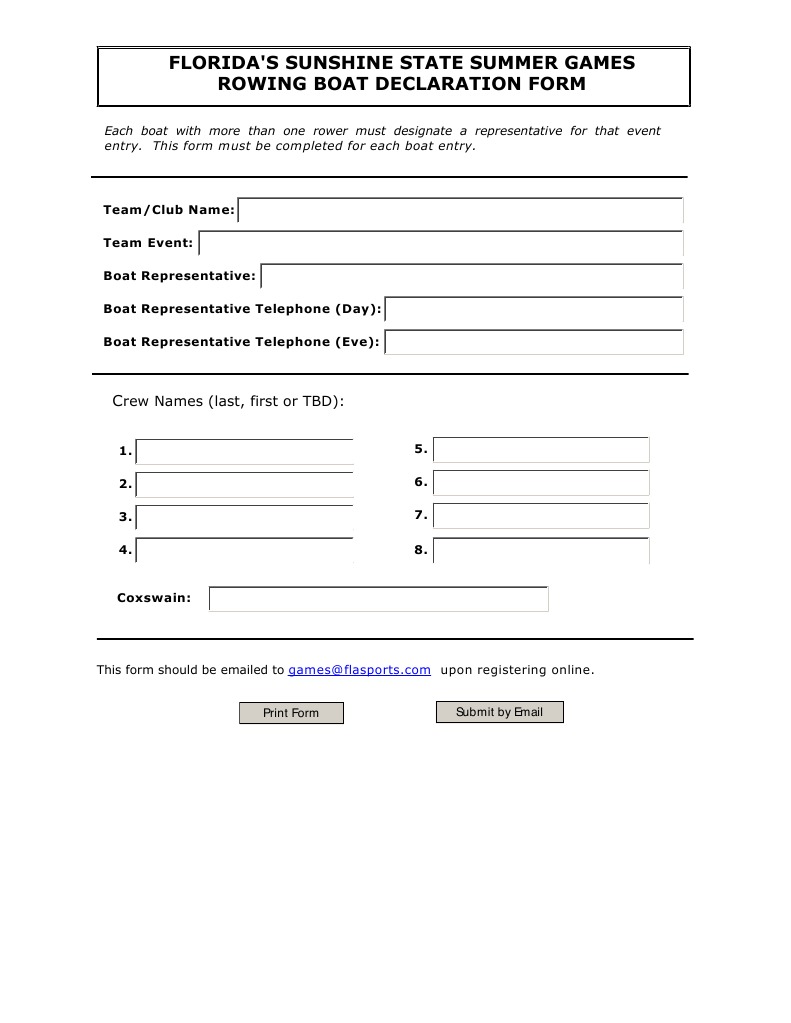 Florida Rowing Boat Declaration Form | PDF