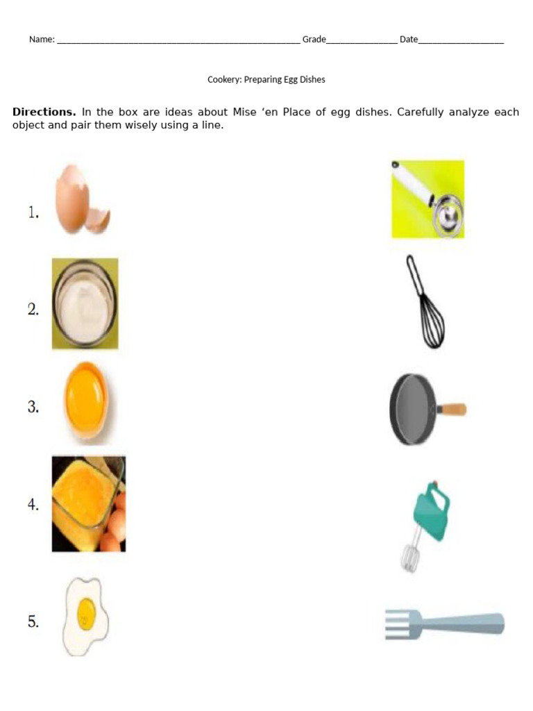 Prepare Egg Dishes Matching Type | PDF