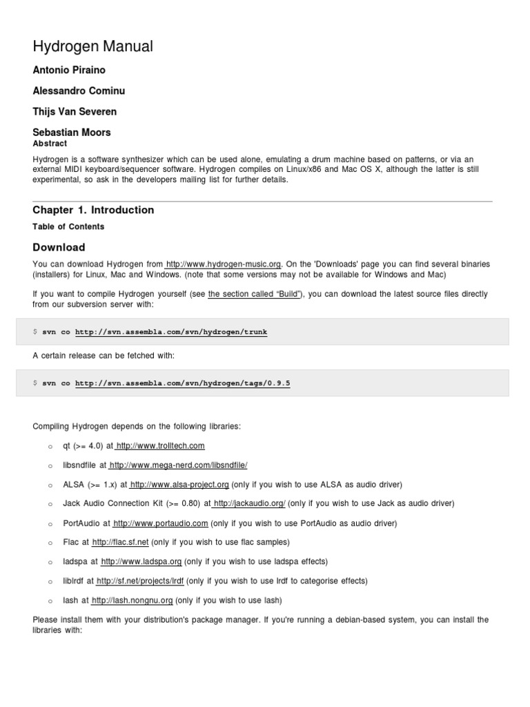 Hydrogen Manual PDF Synthesizer Drum Kit