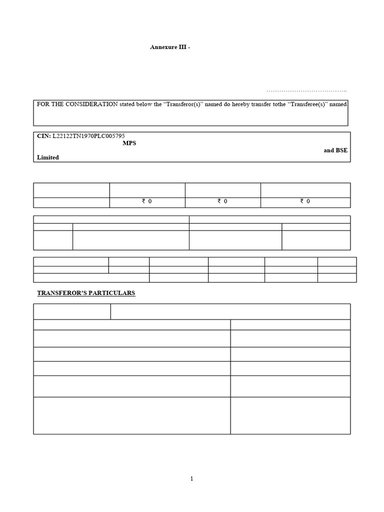 SH-4 Share Transfer Form Template | PDF | Securities (Finance ...