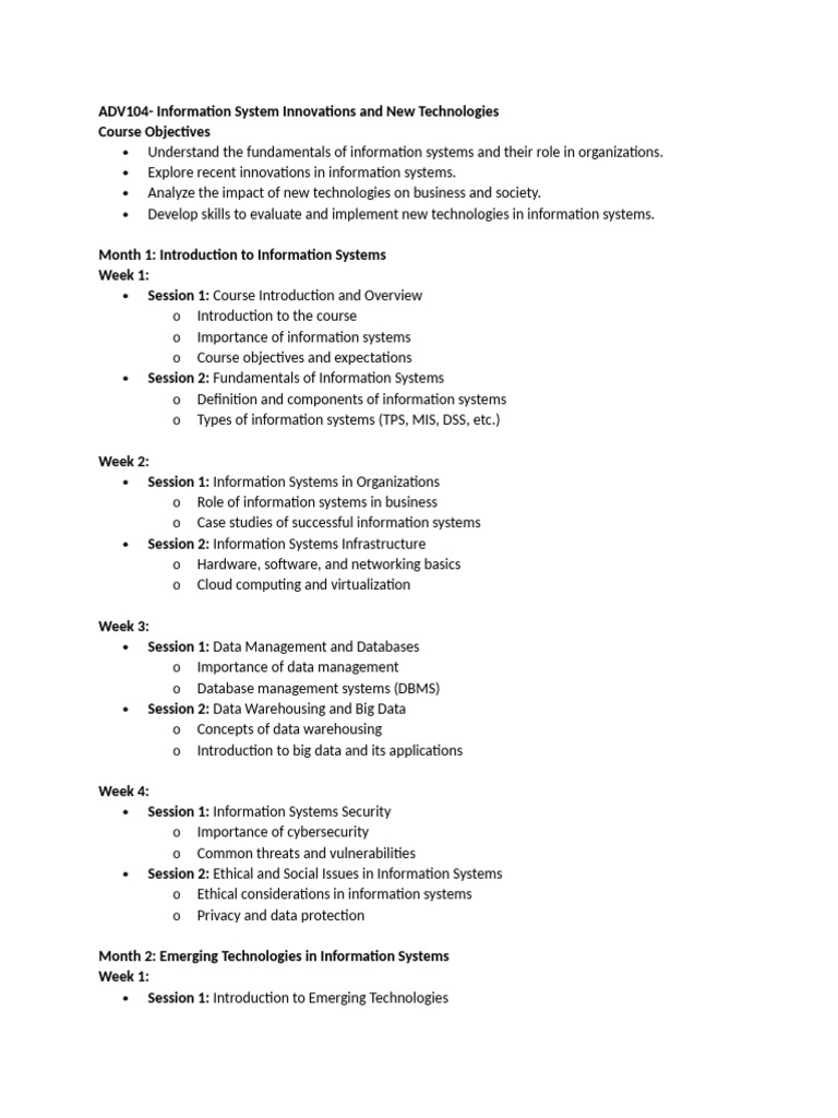Information Systems Innovations Course | PDF | Information System | System