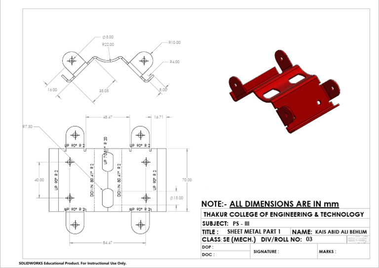 Sheet Metal Design Dimensions in mm | PDF