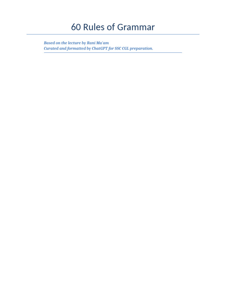 Essential Grammar Rules for SSC CGL | PDF | Grammatical Number | Plural