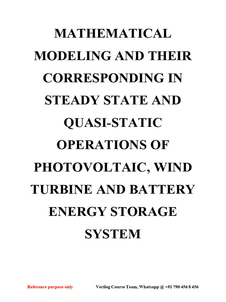 BESS Modeling in Renewable Energy Systems | PDF | Photovoltaics | Solar ...