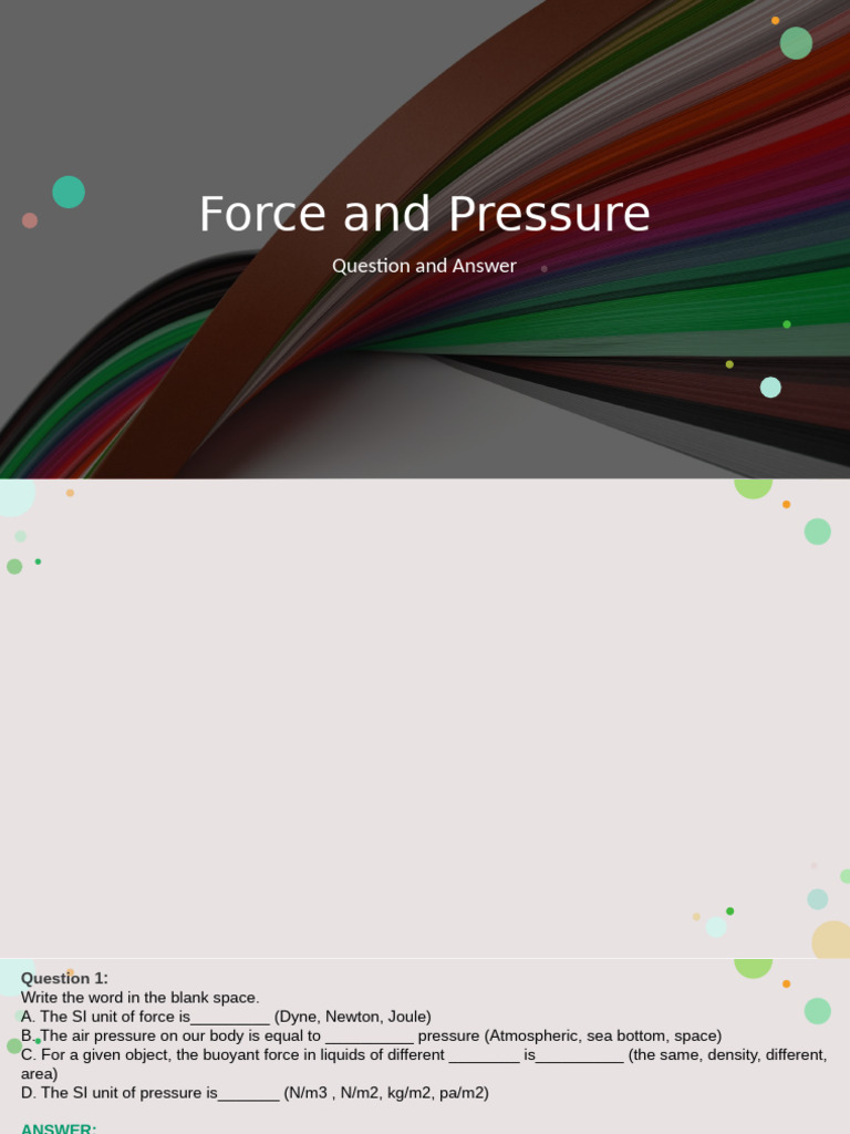 Understanding Force and Pressure Concepts | PDF | Pressure | Buoyancy