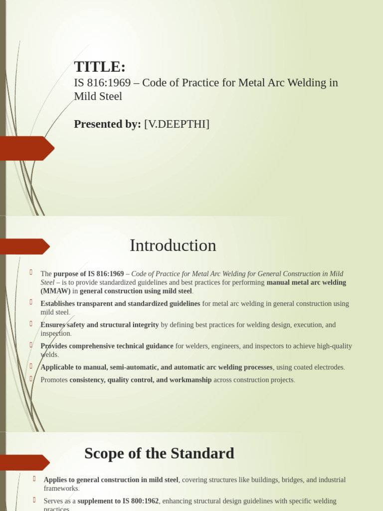 IS 816:1969 Welding Code Overview | PDF | Welding | Construction