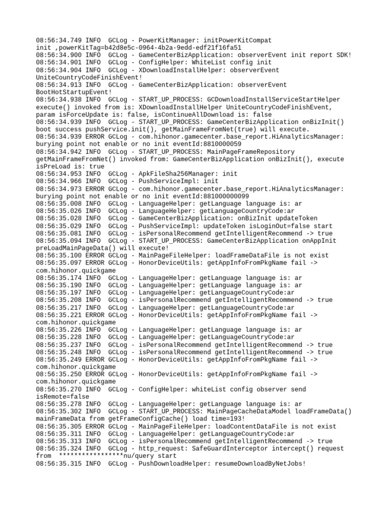 GameCenter Initialization Log Analysis | PDF | Networking Standards ...