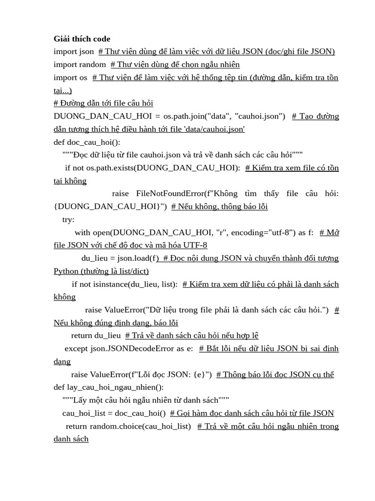 Giải Thích Code | PDF