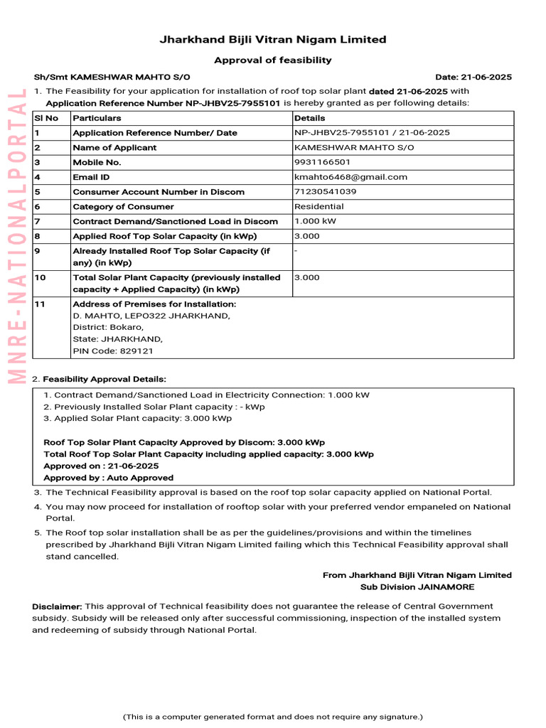 Jharkhand Solar Plant Feasibility Approval | PDF | Solar Power ...
