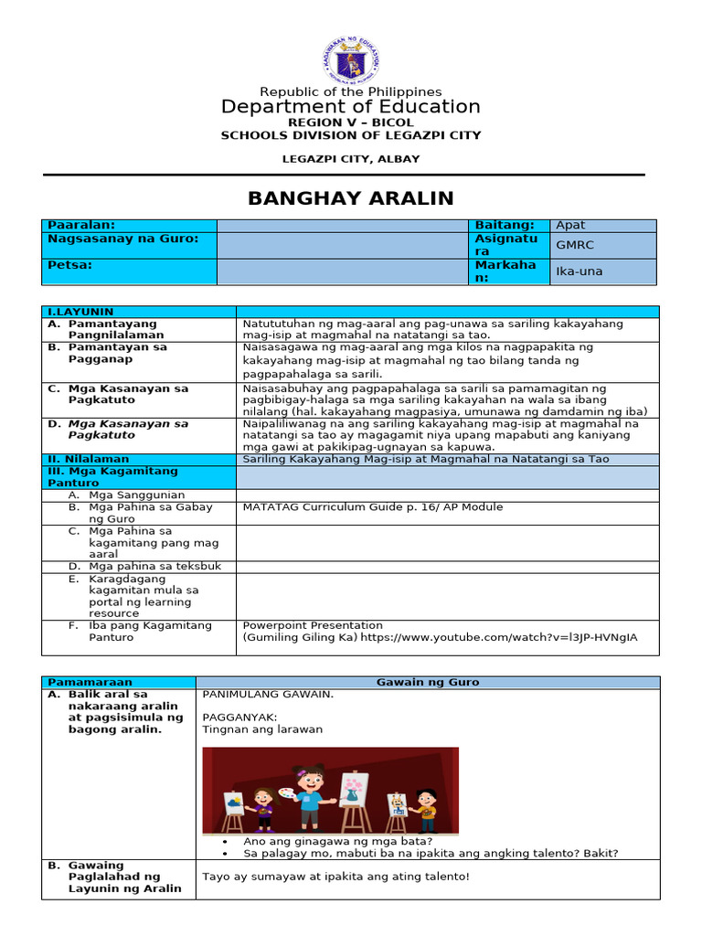 Department of Education: Banghay Aralin | PDF