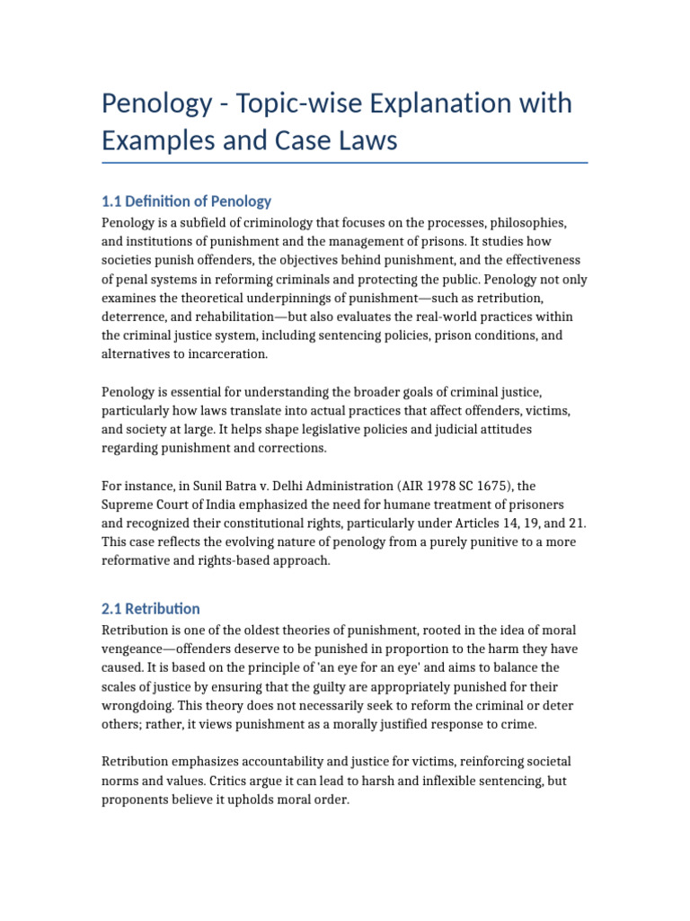 Overview of Penology Theories and Practices | PDF | Punishments | Crimes