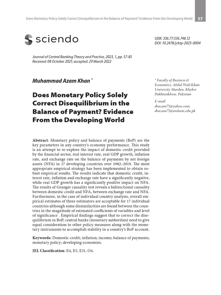 Monetary Policy and Balance of Payments Analysis | PDF | Balance Of ...