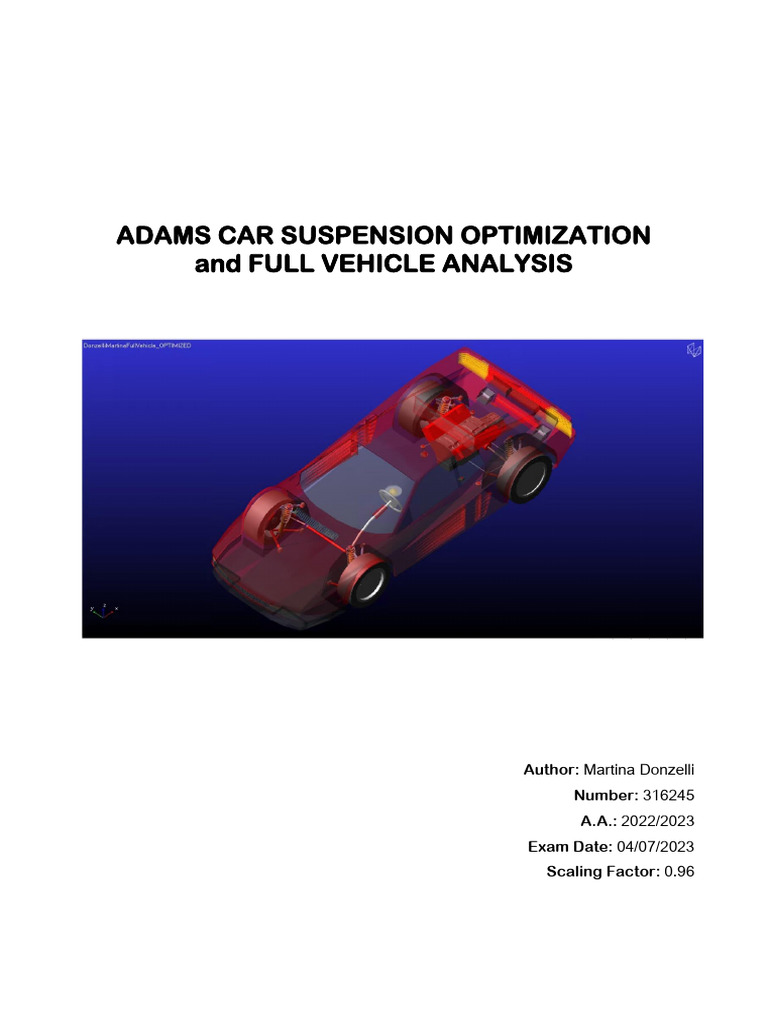 Adams Car Suspension Optimization Analysis | PDF | Acceleration | Steering