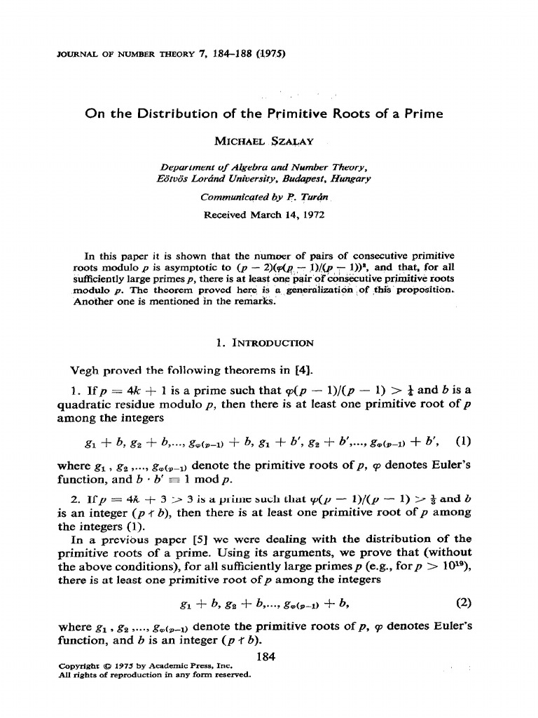 1 s2.0 0022314X75900153 Main | PDF | Prime Number | Integer